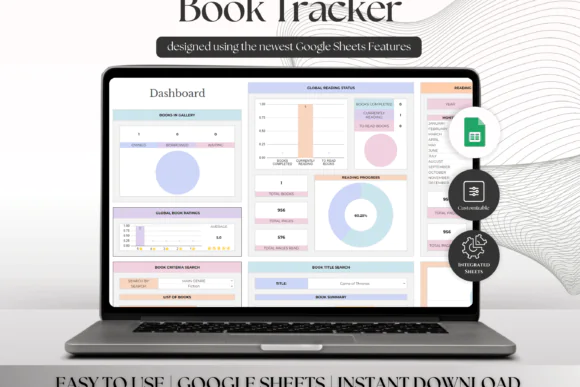 Book Tracker Spreadsheet – Premium Digital Reading Log for Google Sheets, Personal Library Organizer, Book Collection Dashboard, Reading Habit Tracker, Book Calendar, Photo Gallery & Virtual Bookshelf