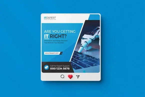 IT Expert Instagram Post Banner Template | Professional Editable PSD Social Media Design for IT Services, Web Solutions, Tech Agencies & Digital Business Promotions