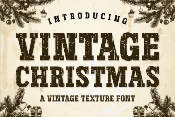 Vintage Christmas Font | Nostalgic Textured Holiday Font for Festive Invitations, Greeting Cards, Retro Typography, Crafts & Classic Christmas Designs