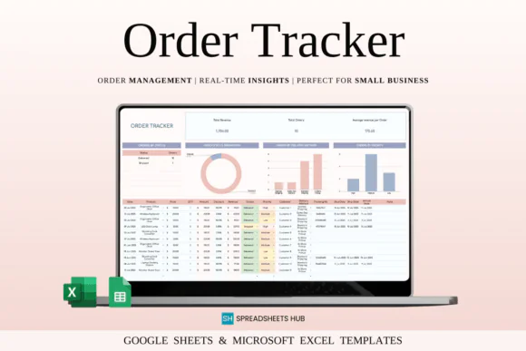 Order Tracker Spreadsheet Template for Google Sheets & Excel, Small Business Order Management Planner, Sales Tracker, Revenue Dashboard, Customer Order Log, Fulfillment Status Tracker, Shipping and De
