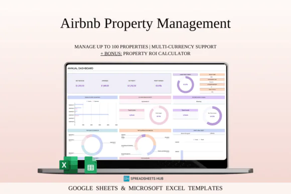 Airbnb Property Management Tracker – Rainbow Theme Excel & Google Sheets Rental Income Expense Spreadsheet, Airbnb Host Dashboard, Booking Profit Tracker, ROI Calculator, Tax Report, 5-Year Forecast &