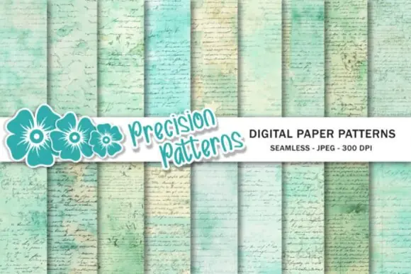 Old Handwriting Mint Green Junk Journal Bundle – Vintage Script Digital Papers, Mint Green Ephemera Backgrounds, Antique Handwritten Printable Pages for Scrapbooking & Crafts