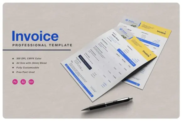 Creative Business Invoice Template – Editable Photoshop & Illustrator Invoice Design, A4 Professional Billing Template, PSD AI EPS Invoice Files for Business Owners and Entrepreneurs