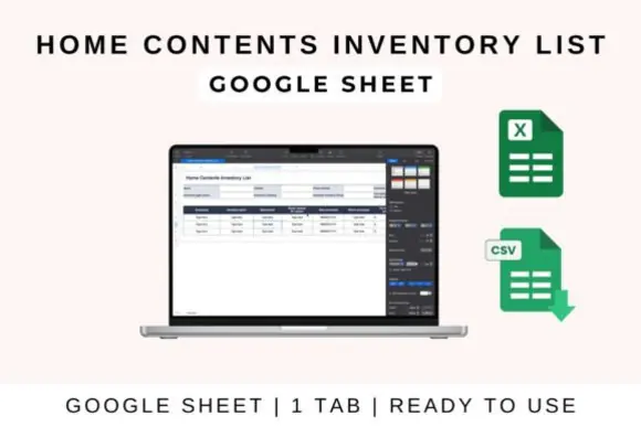 Home Contents Inventory List Template – Excel Google Sheets & Apple Numbers Household Inventory Spreadsheet, Room-by-Room Belongings Tracker, Insurance Claim Organizer, Item Value Log, Warranty Tracke