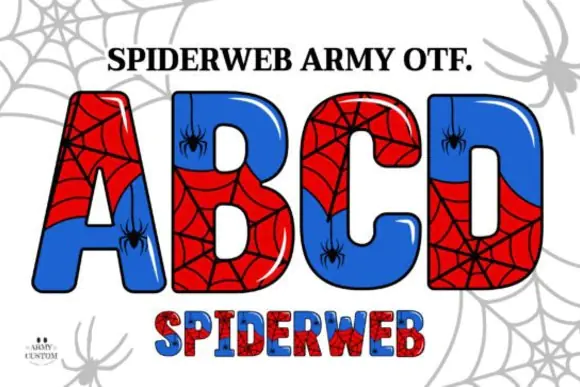 Spiderweb Army Color Font | Mystical OpenType SVG Spiderweb Typeface with Bonus PNG Files for Halloween Designs, Cricut Crafts, Posters, Stickers & Spooky Projects