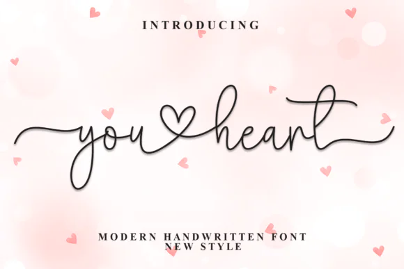 You Heart Font | Elegant Flowing Script Typeface for Wedding Invitations, Signature Logos, Branding, Social Media Posts, Love Quotes & Romantic Designs