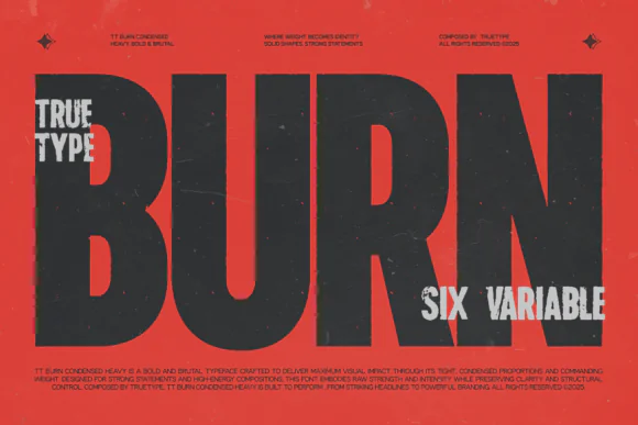 TRT Burn Condensed Sans Serif Font – Modern Compact Typeface for Branding, Headlines, Posters, Packaging, Editorial Layouts, Advertising, Web UI & Professional Digital Designs