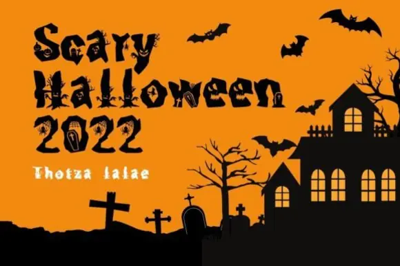 Scary Halloween 2022 Font | Decorative Spooky Graphic Typeface for Printed Fabrics, Packaging, Billboards, Publications & Halloween Designs