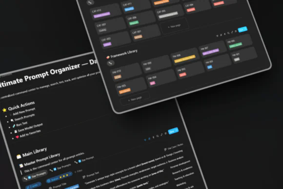 Ultimate Prompt Organizer Dashboard for Notion | AI Prompt Management System | ChatGPT, Claude, Midjourney & DALL·E Prompt Library | Content Creator Productivity Workspace | Digital Planner & Prompt D