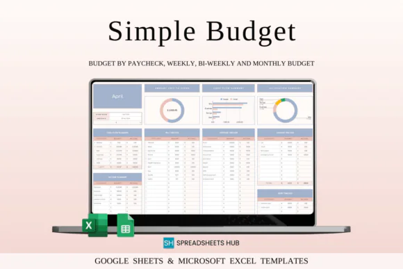 Budget Planner Spreadsheet for Excel & Google Sheets – Personal Finance Tracker, Monthly Weekly Biweekly Budget Template, Income Expense Planner, Bill Tracker, Debt Tracker, Savings Planner & Goal Tra