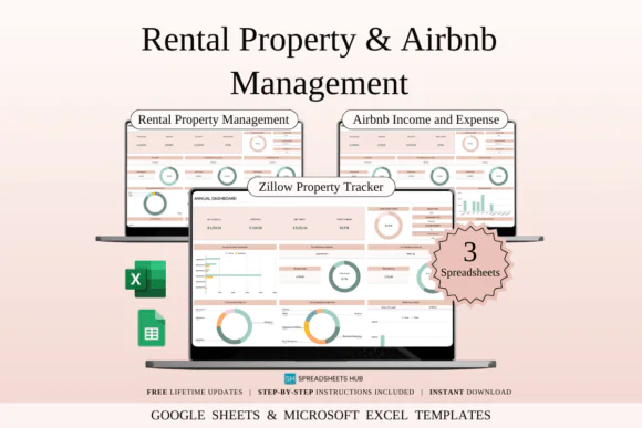 Rental Property and Airbnb Management Spreadsheet Bundle – Excel & Google Sheets Real Estate Toolkit, Rental Property Manager, Airbnb Finance Tracker, Zillow Deal Analyzer, ROI Calculator & Property I