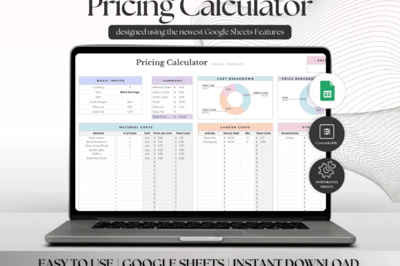 Ultimate Pricing Calculator Spreadsheet – Google Sheets Product Pricing Template, Small Business Profit Calculator, Multi-Product Price Planner, Material Cost Tracker & Handmade Product Pricing Tool