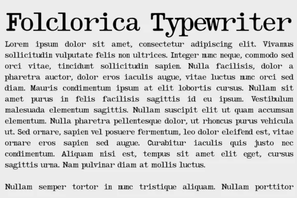 Folclorica Typewriter Font | Unique Vintage Typewriter Typeface with Erased Ink Style for Posters, Book Covers, Labels, Branding & Retro Creative Designs