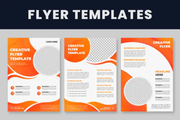 Set of Modern Flyer Templates Bundle | Editable A4 Business & Promotional Flyer Designs | Illustrator AI & EPS Marketing Flyer Templates for Events, Brands, Services & Advertising