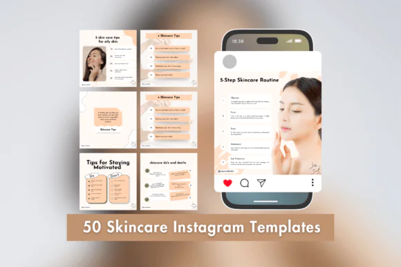 Skincare Instagram Post Templates | 80 Editable Canva Social Media Templates for Beauty Brands, Skincare Businesses, Estheticians, Salons & Product Promotions