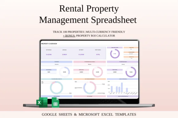Rental Property Management Spreadsheet for Excel & Google Sheets, Airbnb Income and Expense Tracker, Vacation Rental Finance Dashboard, Multi-Property Profit Tracker, ROI Calculator, Tax Tracker and 5