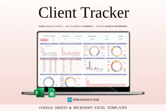 Client Tracker & Management Spreadsheet for Excel & Google Sheets, Freelancer CRM Template, Client Project Tracker, Invoice and Payment Log, Multi-Currency Client Database, Deadline and Communication