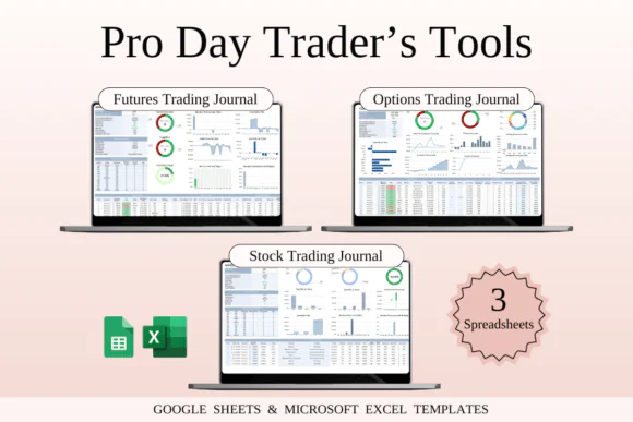 Pro Day Traders Tools for Google Sheets – Professional Trading Journal Bundle, Stocks Trading Log, Futures Trading Tracker, Options Journal, P&L Dashboard, Risk Management Spreadsheet & Active Trader