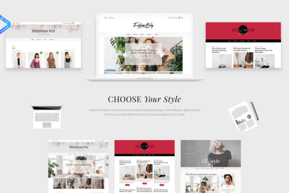 Feminine WordPress Theme – Elegant Responsive Blog & Lifestyle WordPress Template with Multiple Blog Layouts, Slider Variations, Customizer Options & Modern Feminine Website Design