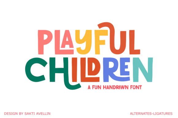 Playful Children Handcrafted Font – Fun Kids Typeface for Kindergarten Branding, Daycare Logos, Toy Shops, Baby Apparel, Educational Posters, Snack Packaging, Birthday Gifts & Children’s Designs