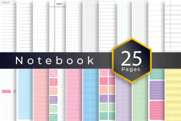 Notebook Printable Paper KDP Interior Pack | 25 Editable Journal & Notebook Pages | A4 & US Letter Printable Paper Templates | KDP Interior Bundle