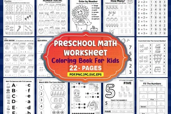 Preschool Math Worksheet Bundle for Kids | Pre-K & Kindergarten Number Learning Activities | Counting, Number Recognition, Coloring, Tracing & Early Math Workbook | Printable KDP Interior PDF, PNG, JP
