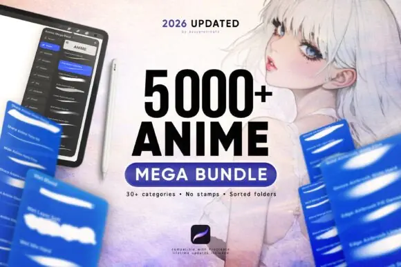 5000+ Anime Procreate Brushes Mega Bundle for iPad | Manga, Ghibli, Line Art, Shading & Texture Brush Set | Ultimate Procreate Anime Drawing Toolkit