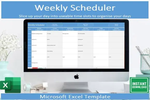 Editable Weekly Planner Template – Excel Weekly Scheduler Spreadsheet, Time Blocking Planner, Custom Weekly Schedule, Daily Task Organizer, 10-Minute to 120-Minute Time Slot Planner