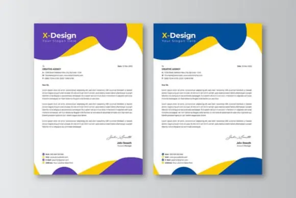 EPS Letterhead Template Set – Professional A4 Business Letterhead Design, Editable Adobe Illustrator Corporate Stationery, Print-Ready Company Letterhead Template