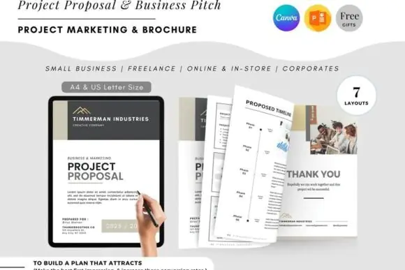 Editable Project Proposal Template Bundle for Business, Freelancers & Agencies | Canva Business Proposal Template, Client Pitch Deck, New Client Welcome Kit, Branding & Marketing Proposal Presentation