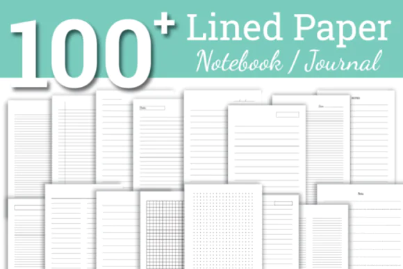 Lined Paper Bundle for Notebook & Journal | Printable Lined Pages PNG SVG PDF | 6x9 Journal Interior Pages | Editable Writing Paper Bundle for KDP