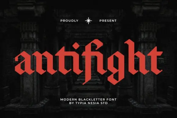 Antifight Modern Gothic Blackletter Font | Bold Old English Display Typeface for Band Logos, Esports Branding, Horror Posters, Streetwear, Tattoo Designs & Game Titles