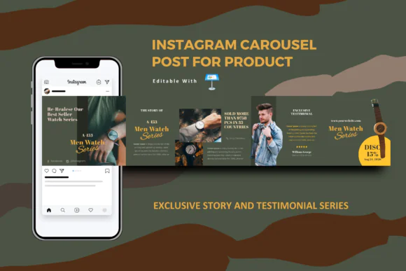 Exclusive Watch Testimonial Instagram Carousel Keynote Template – Editable Luxury Watch Review Slides for Product Promotion, Brand Showcase, Marketing & Business Presentation