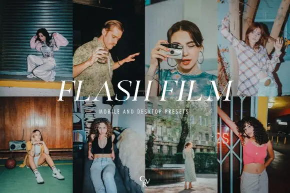 15 Flash Film Lightroom Presets Bundle for Mobile & Desktop | Retro Flash Camera Filters | Vintage Grainy Aesthetic Presets for Instagram, Night & Portrait Photography