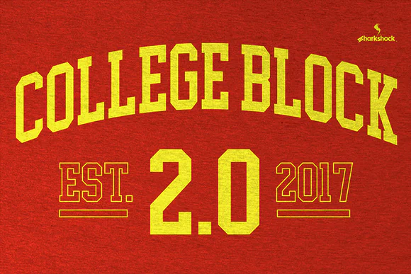 College Block 2.0 Font | Tall Varsity Block Typeface for University Sweaters, T-Shirts, Team Logos, Web Graphics, Sports Branding & Collegiate Designs