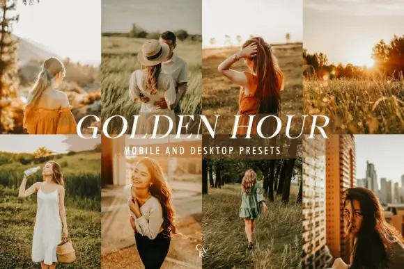 10 Golden Hour Lightroom Presets Bundle for Mobile & Desktop | Warm Sunset Aesthetic Filters | Golden Glow Photo Editing Presets for Instagram, Portrait & Travel Photography