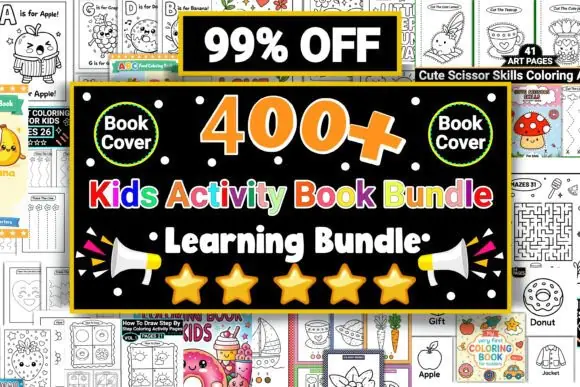 Kids Activity Book Bundle for Kids | 400+ Printable Learning & Coloring Pages | KDP Interior Mega Bundle | Mazes, Tracing, Coloring, Scissor Skills & More