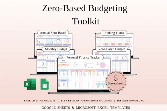 Zero-Based Budgeting Templates Bundle – Excel & Google Sheets Finance Toolkit, Annual Zero-Based Budget, Monthly Budget Planner, Sinking Funds Tracker, Personal Finance Dashboard & Money Management Sp