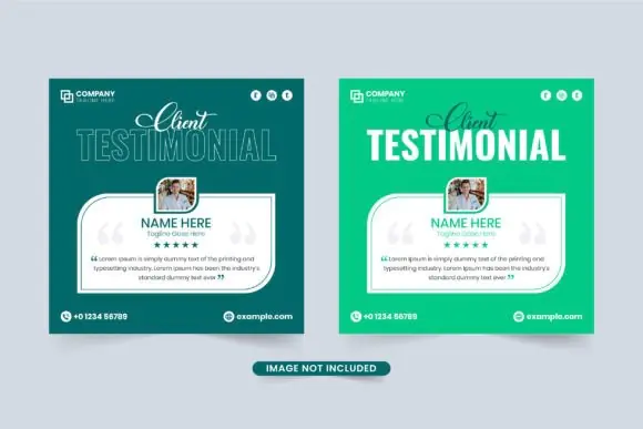 Customer Work Review Testimonial Vector Template – Editable Client Feedback Section, Customer Service Review Layout & Green Business Testimonial Design for Digital and Print Projects