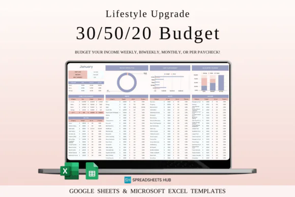 30/50/20 Budget Spreadsheet Template, Lifestyle Upgrade Budget Planner, Google Sheets & Excel Money Management Tracker, Monthly Finance Planner, Savings and Spending Budget Worksheet, Digital Budgetin