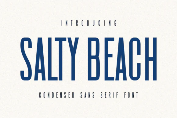 Salty Beach Condensed Sans Serif Font – Sleek Tall Narrow Typeface for T-Shirts, Posters, Mugs, Tote Bags, Film Titles, Logos, Branding, Packaging & Minimalist Creative Designs