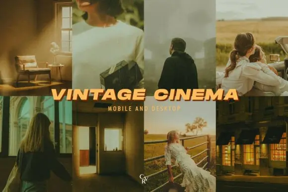 15 Vintage Cinema Lightroom Presets for Mobile & Desktop – Cinematic Film Look Photo Filters Bundle for Portrait, Travel, Lifestyle & Moody Photography Editing