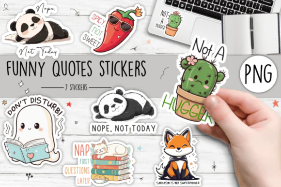 Funny Quotes Stickers Set SVG, Funny Sticker PNG Bundle, Hilarious Quote Stickers for Cricut, Meme Sticker Pack, Laptop & Water Bottle Sticker Designs, Printable Humor PNG Files