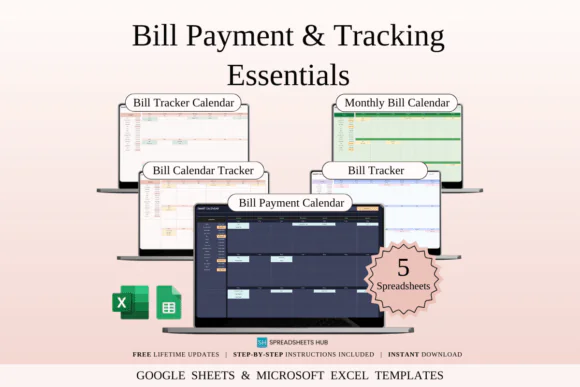 Bill Payment Tracker Bundle – Excel & Google Sheets Bill Calendar Templates, Monthly Bill Organizer, Due Date Tracker, Payment Status Planner, Recurring Expense Tracker & Personal Finance Spreadsheet