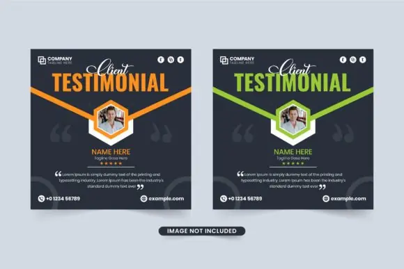 Minimal Client Testimonial Template – Editable Customer Review, Business Feedback Layout & Dark Website Testimonial Design with Orange and Green Text Effect