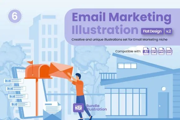 Email Marketing Illustration Design Bundle | 6 Editable Flat Vector Illustrations for Website Design, Advertising, Presentations, SaaS Marketing, Email Campaigns & Digital Projects
