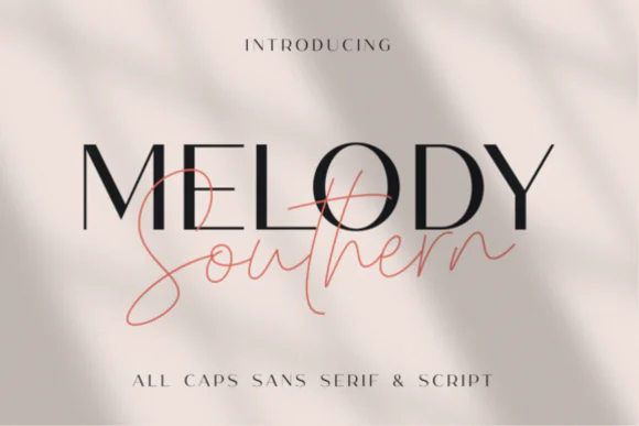 Melody Southern Luxury Font Duo – Elegant All-Caps Sans Serif & Script Typeface Pair for Branding, Logos, Wedding Invitations, Packaging, Fashion Designs & Premium Creative Projects
