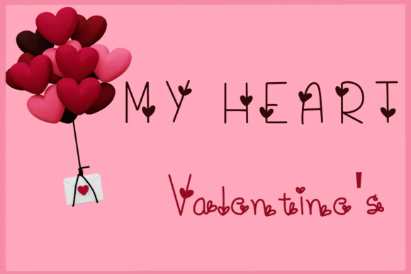 My Heart Font | Sweet Adorable Handwritten Decorative Typeface for Love Quotes, Cards, Invitations, Stickers, Branding, Crafts & Cute Creative Designs