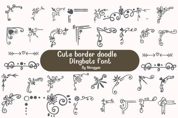 Cute Border Doodle Font | Doodle Cartoon Dingbat Typeface with Coloring Outline Borders for Procreate, Affinity, OTF, TTF, Planner Stickers & Creative Designs