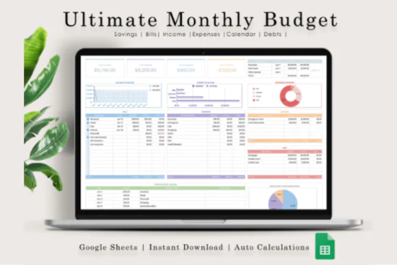 Google Sheets Budget Template – Ultimate Monthly Budget Spreadsheet, Personal Finance Tracker, Annual Dashboard, Expense Tracker, Income Tracker, Transactions Log & Budget Planner